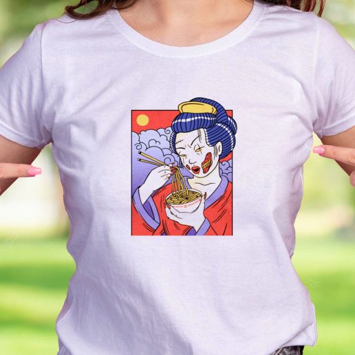 Cool T Shirt Geisha Japanese Zombie Eating Ramen