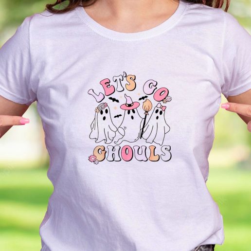 Cool T Shirt Groovy Lets Go Ghouls Halloween Ghost