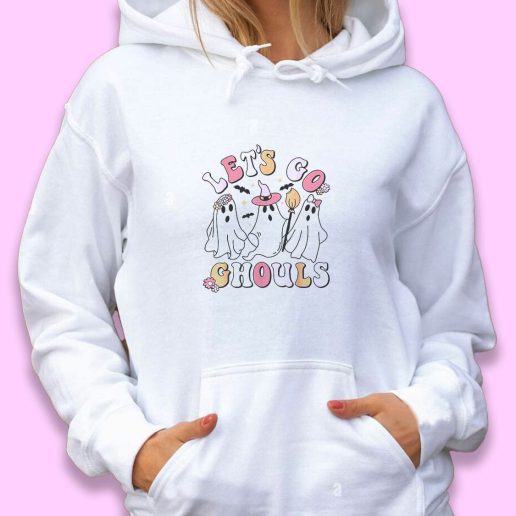 Cute Hoodie Groovy Lets Go Ghouls Halloween Ghost