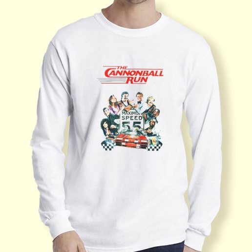 Graphic Long Sleeve T Shirt Cannonball Run Movie Poster Retro Nostalgic Long Sleeve T Shirt