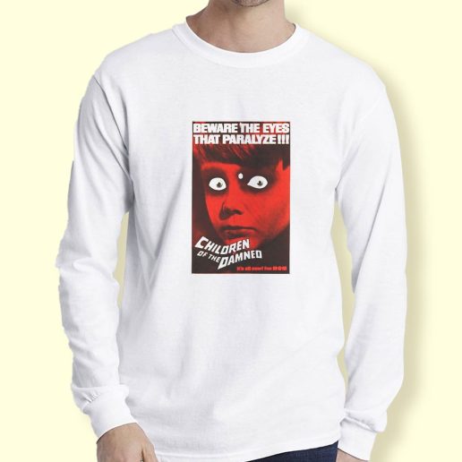 Graphic Long Sleeve T Shirt Children of The Damned Retro Horror Long Sleeve T Shirt