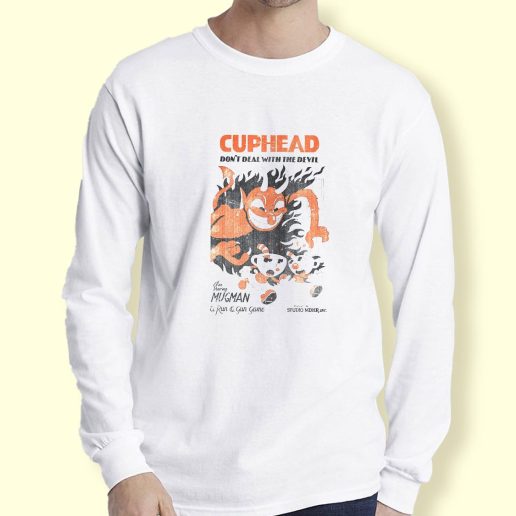 Graphic Long Sleeve T Shirt Cuphead Retro Devil Deal Long Sleeve T Shirt