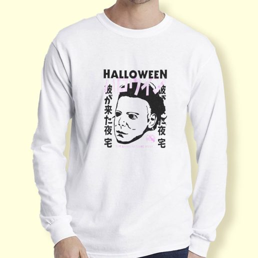 Graphic Long Sleeve T Shirt Halloween Japanese Movie Poster Michael Myers Long Sleeve T Shirt