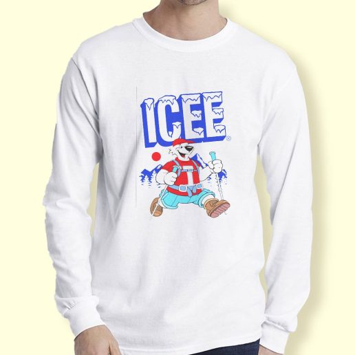 Graphic Long Sleeve T Shirt ICEE Bear Happy Hiking Long Sleeve T Shirt