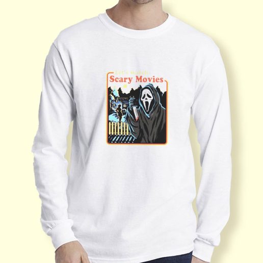 Graphic Long Sleeve T Shirt LetS Watch Scary Horror Movies Long Sleeve T Shirt