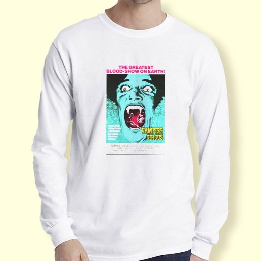 Graphic Long Sleeve T Shirt Vampire Circus Retro Horror Long Sleeve T Shirt