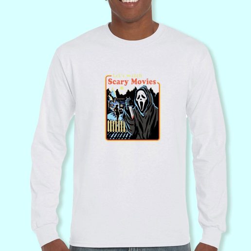 Long Sleeve T Shirt Design LetS Watch Scary Horror Movies