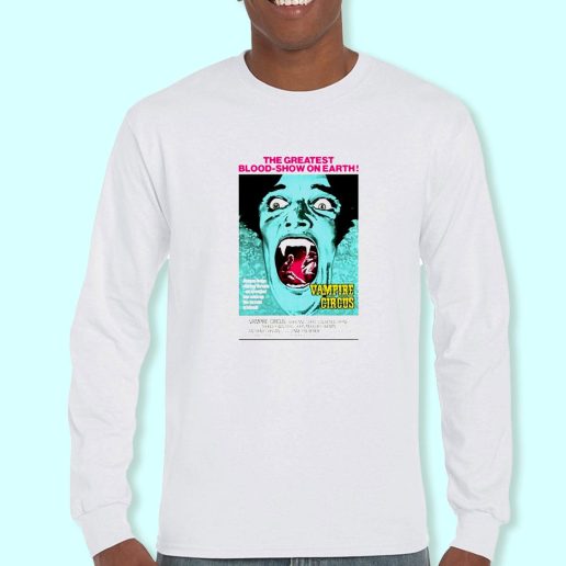 Long Sleeve T Shirt Design Vampire Circus Retro Horror