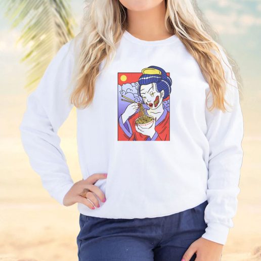 Vintage Sweatshirt Geisha Japanese Zombie Eating Ramen