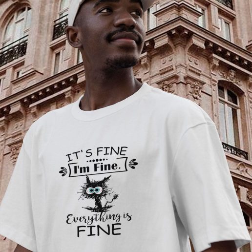 Vintage T Shirt Cat Its Fine Im Fine Everything Is Fine
