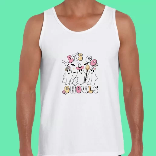 Beach Tank Top Groovy Lets Go Ghouls Halloween Ghost