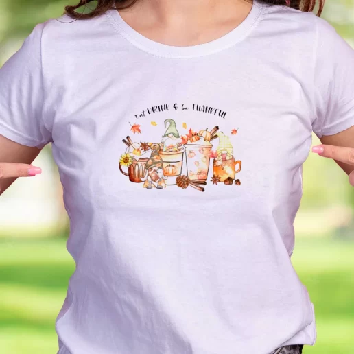 Cool T Shirt Eat Drink and be Thankful Gnomes