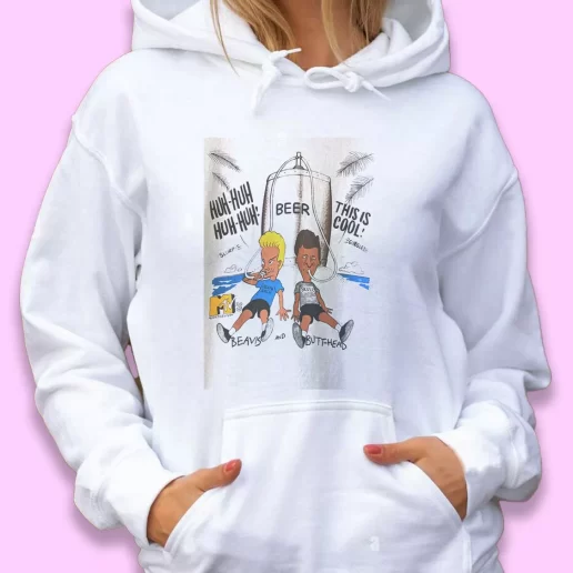 Cute Hoodie Beavis and Butt Head Drinking Beer