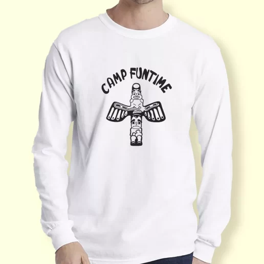 Graphic Long Sleeve T Shirt Camp Funtime Totem Pole Retro