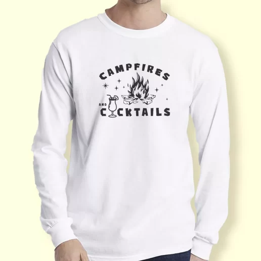 Graphic Long Sleeve T Shirt Campfire And Cocktails