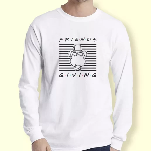 Graphic Long Sleeve T Shirt Friends Giving Turkey Head