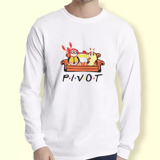 Graphic Long Sleeve T Shirt Pivot Shut Up Friends Thanksgiving