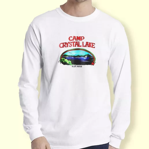 Graphic Long Sleeve T Shirt Vintage Camp Crystal Lake 1935