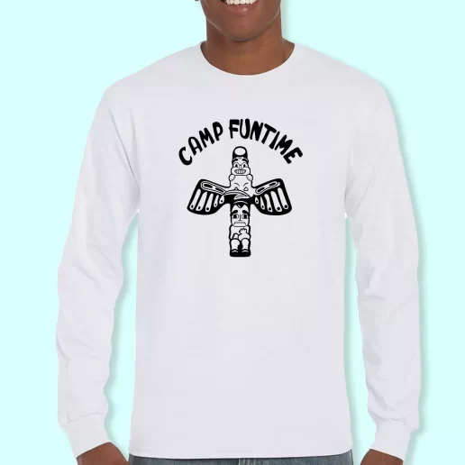 Long Sleeve T Shirt Design Camp Funtime Totem Pole Retro