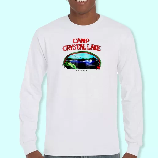 Long Sleeve T Shirt Design Vintage Camp Crystal Lake 1935