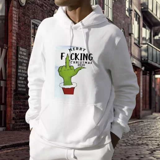 Aesthetic Grinch Hand Merry Fucking Christmas Hooded Christmas Sweater 1