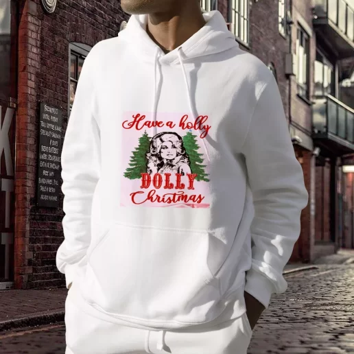 Aesthetic Have A Holly Dolly Parton Christmas Hooded Christmas Sweater 1