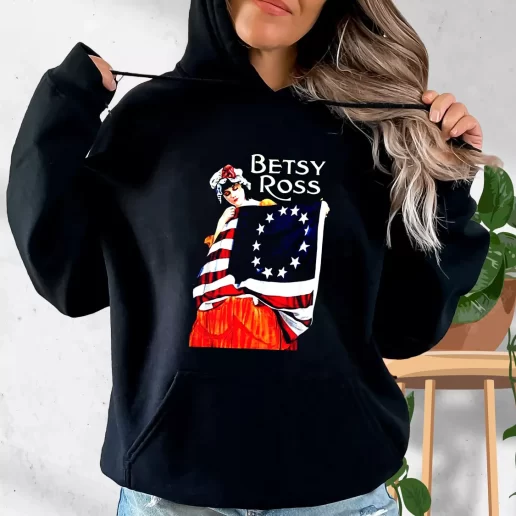 Aesthetic Hoodie Betsy Ross American Flag 1776 Art Gifts For Veterans Day 1