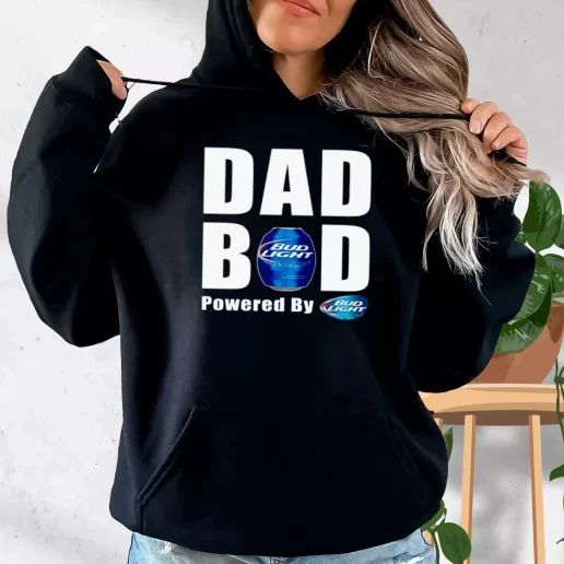 Aesthetic Hoodie Dad Bod Powered By Bud Light Beer Gift Fo Father In Law 1