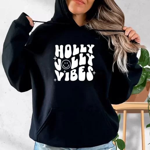 Aesthetic Hoodie Holly Jolly Vibes Xmas Costume 1