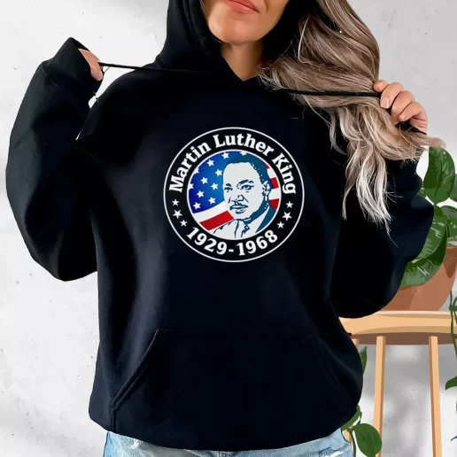 Aesthetic Hoodie Martin Luther King Jr American Flag Motivational 1