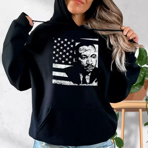 Aesthetic Hoodie Martin Luther King Jr Distressed Mlk Flag 1