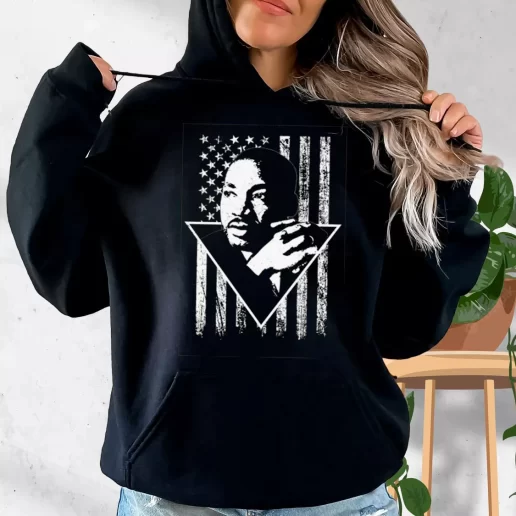 Aesthetic Hoodie Martin Luther King Jr Distressed Usa Flag 1