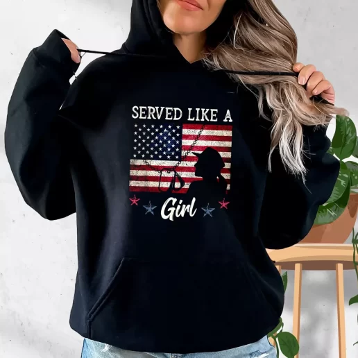 Aesthetic Hoodie Served Like A Girl Female Gifts For Veterans Day 1