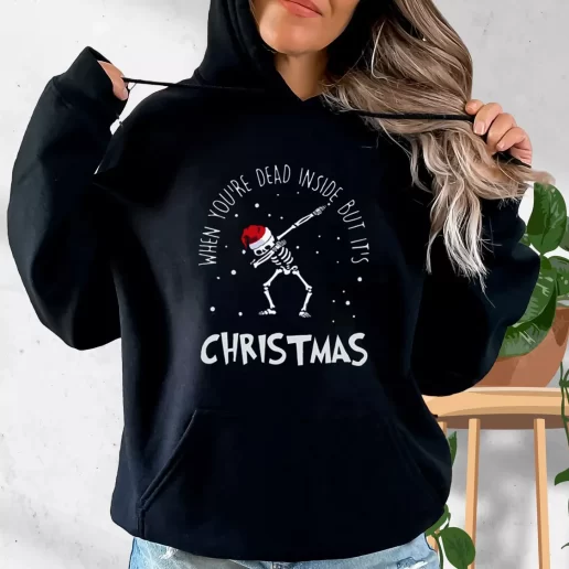 Aesthetic Hoodie Skull Dance When Youre Dead Inside But Its Christmas Xmas Costume 1