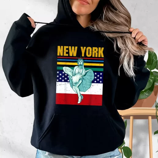 Aesthetic Hoodie Statue Of Liberty New York Retro America Gifts For Veterans Day 1