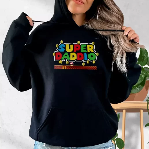 Aesthetic Hoodie Super Daddio Mario Style Gift Fo Father In Law 1