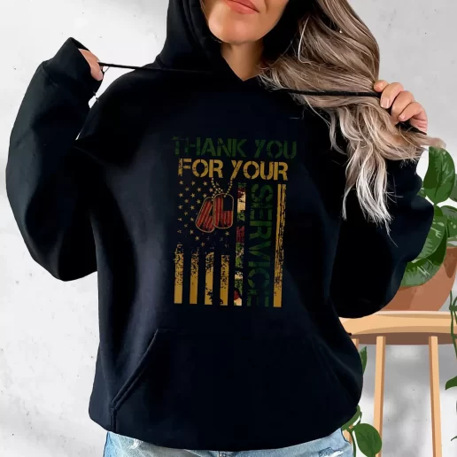 Aesthetic Hoodie Thank You for your Service US Gifts For Veterans Day 1