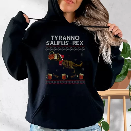 Aesthetic Hoodie Tyranno Saufus Rex Drink Beer Xmas Costume 1