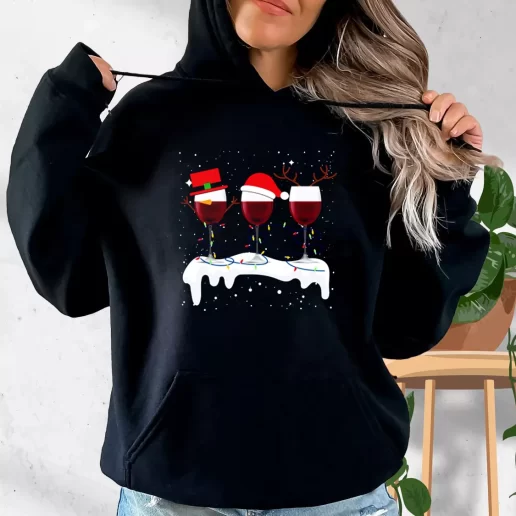 Aesthetic Hoodie X Mas Santa Wine Glass Xmas Costume 1