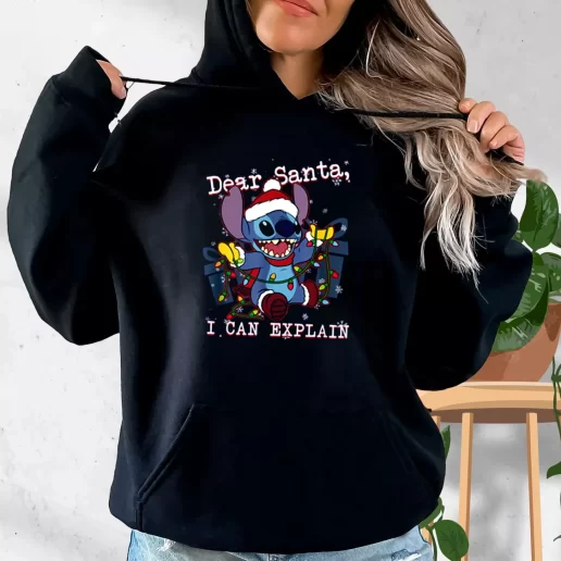 Aesthetic Hoodie ilo and Stitch Christmas Dear Santa I Can Explain Xmas Costume 1