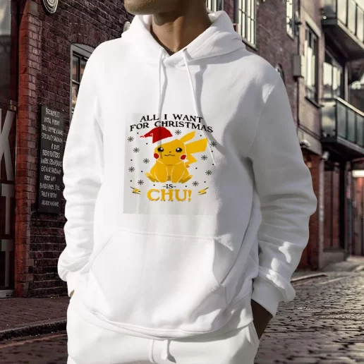 Aesthetic Pikachu All I Want For Christmas Hooded Christmas Sweater 1