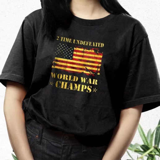 Aesthetic T Shirt 2 Time Undefeated World War Champs Best Gifts For Veterans Day 1