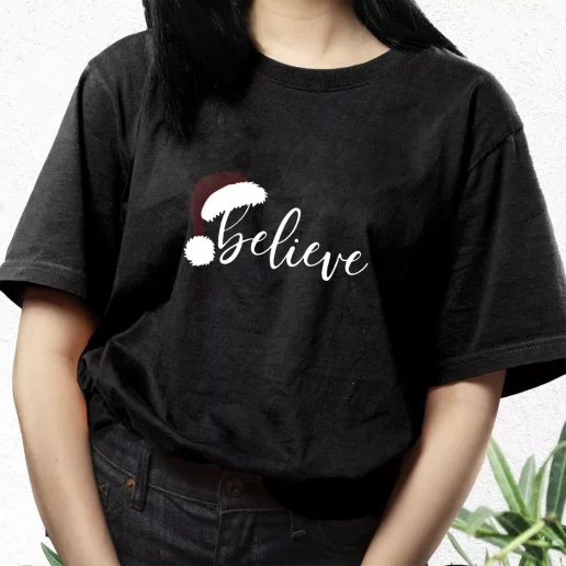 Aesthetic T Shirt Believe Santa Hat Xmas Streetwear Outfits 1