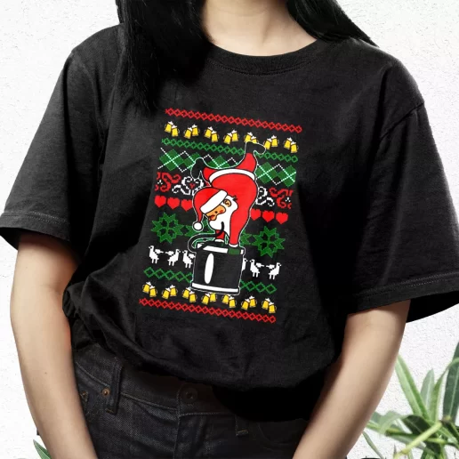 Aesthetic T Shirt Funny Santa Claus Keg Stand Xmas Streetwear Outfits 1