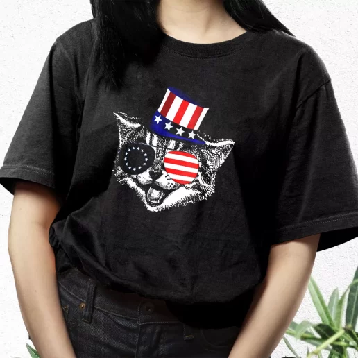 Aesthetic T Shirt Patriotic Funny Cat Betsy Ross American Flag Best Gifts For Veterans Day 1