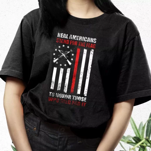 Aesthetic T Shirt Real Americans Stand for the Flag Best Gifts For Veterans Day 1