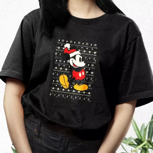 Aesthetic T Shirt Santa Mickey mouse ugly Christmas Xmas Streetwear Outfits 1