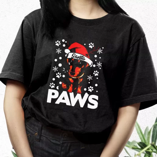 Aesthetic T Shirt Santa Paws Dachshund Dog Christmas Xmas Streetwear Outfits 1