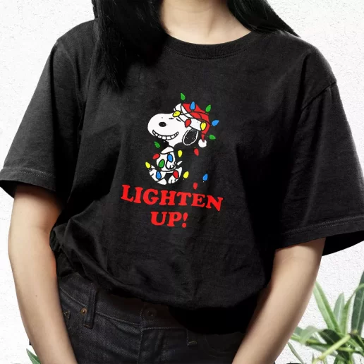 Aesthetic T Shirt Snoopy Christmas Lighten Up Xmas Streetwear Outfits 1