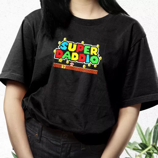 Aesthetic T Shirt Super Daddio Mario Style Dad Gift Idea 1